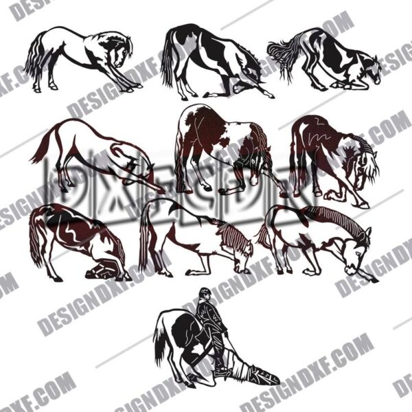 Horses Bowing DXF Files