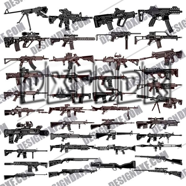 Military Guns Weapons DXF Files