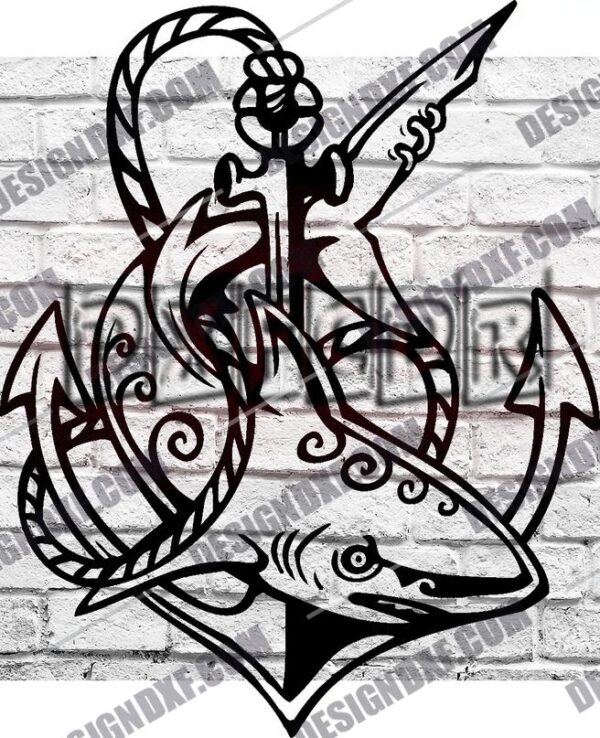 Military Design Shark and Anchor DXF Designs