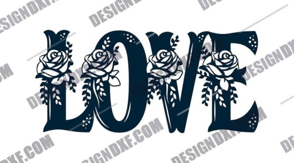 Flower Love Sign DXF File