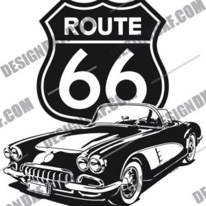 "Corvette Route 66 DXF Files for CNC Crafting"