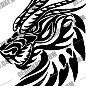 "Dragon Head Tribal Myth DXF File"