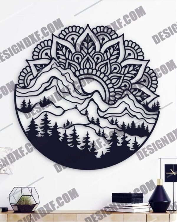 Mountain Mandala Metal Wall Design