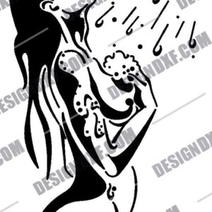 "Charming Shower Girl DXF Files for Home Decoration"