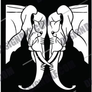 "Graceful Elephants DXF Files - 2 Elephants"