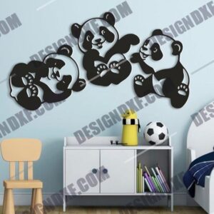 "Three Panda Babies DXF File"