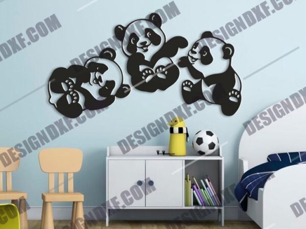 "Three Panda Babies DXF File"