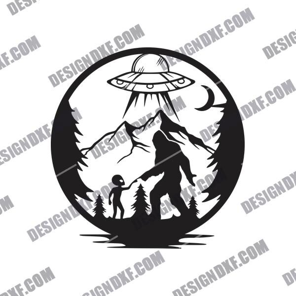 Alien and Bigfoot DXF File Image