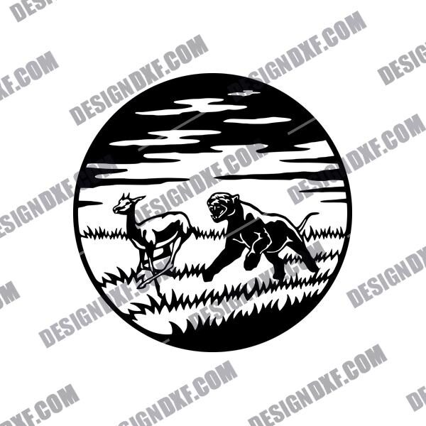 Lioness Hunting DXF File Image