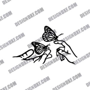 Decorative Hand with Butterflies DXF File