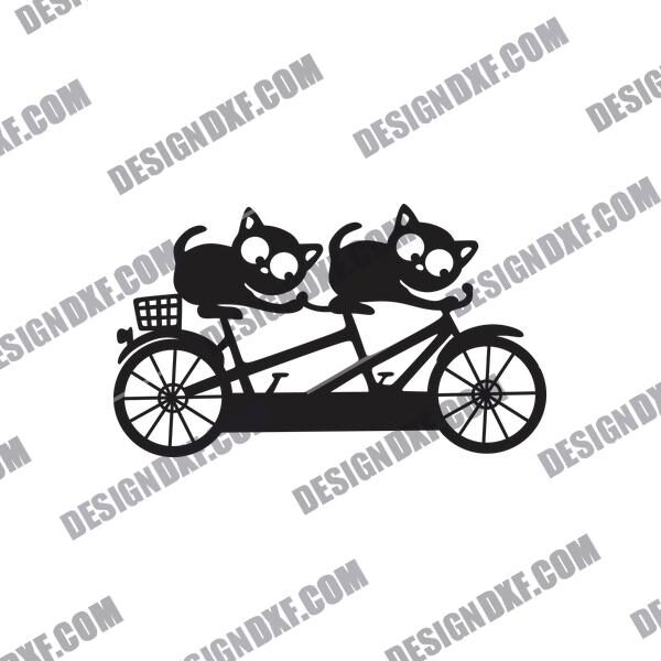 Cats with Bike DXF Files Image