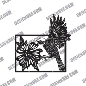 Bird with Flower DXF File