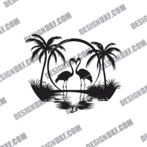 Sunset Flamingos DXF File