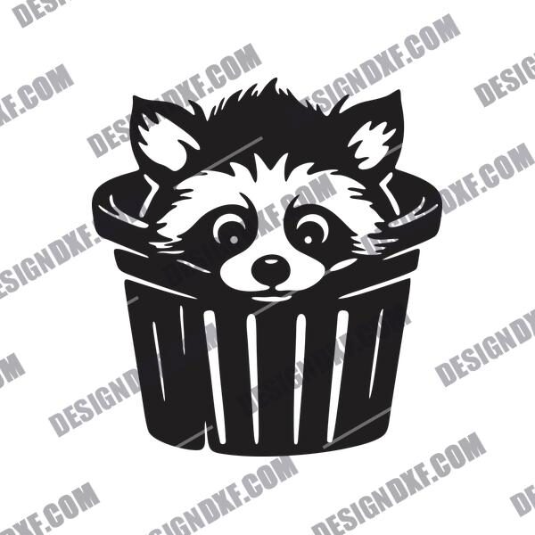 Raccoon in Trash DXF File