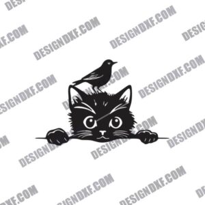 Cat with Bird DXF Files